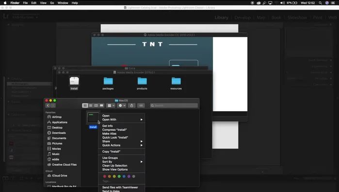 Hacer clic derecho en el archivo "install" y seleccionar "Abrir".