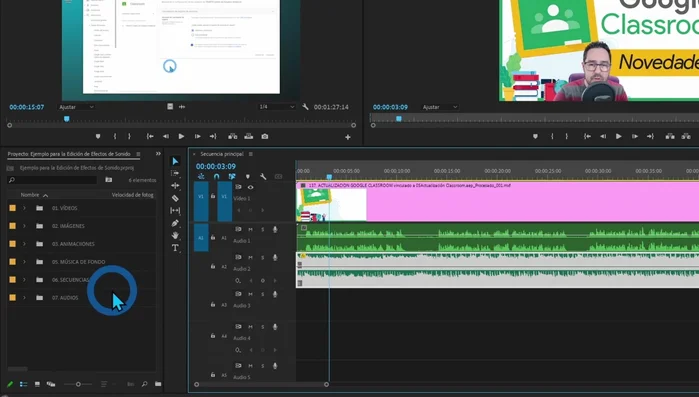 Tener una carpeta organizada con los efectos de sonido.