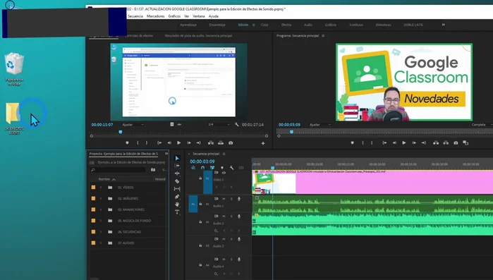 Arrastrar y soltar la carpeta completa de efectos de sonido al panel Proyecto de Premiere Pro.