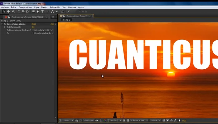 Ajustar el desenfoque de la primera capa de texto (aproximadamente a 5 puntos).