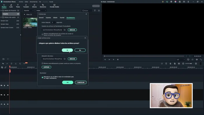 Confirmar la eliminación de los archivos proxy.