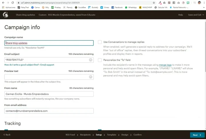 Nombra la campaña de manera descriptiva para facilitar su identificación.