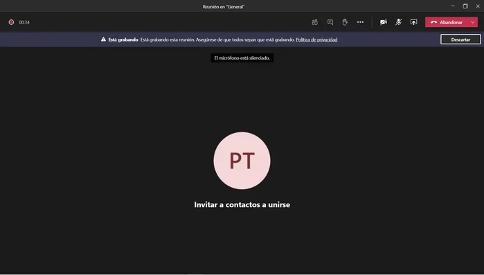 Cuando la grabación esté en marcha, se mostrará un indicador en rojo, avisando a todos los participantes.