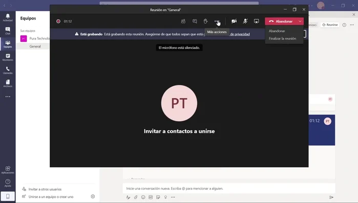 Para detener la grabación, haz clic en el botón "Detener grabación".