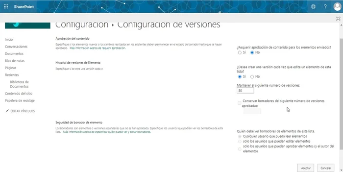 Aceptar los cambios.