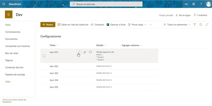Revisar el detalle de los cambios realizados en cada versión.