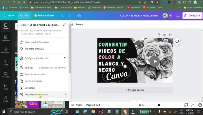 Selecciona la opción 'Hacer una copia' de la versión deseada. (Se recomienda sobre 'Recuperar' para evitar sobreescribir la versión actual).