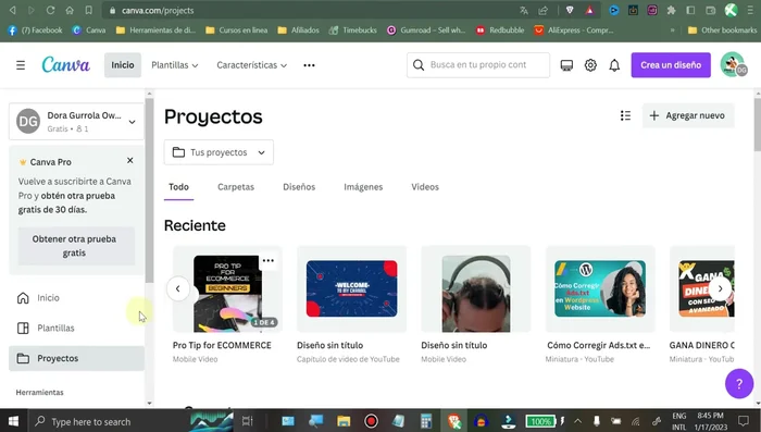 Abre el proyecto que deseas recuperar.