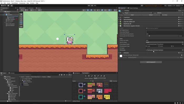 Asignar el objeto 'Partículas' al espacio reservado en el script del jugador.