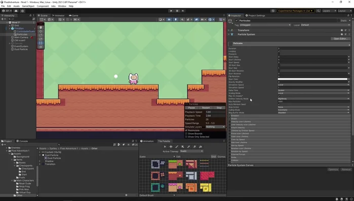 Cargar la imagen de la partícula en la sección 'Texture Animation' del Particle System. Asegurarse de tener activado 'Animation' y seleccionar 'Sprite' como modo.
