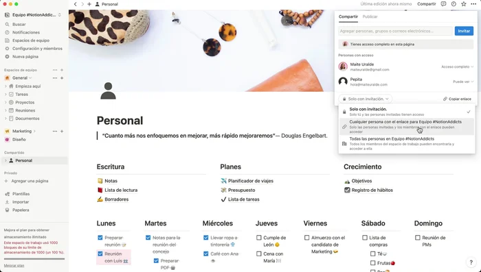 Ajusta los permisos del enlace (ver, comentar, editar).