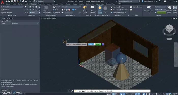 Colocar la luz en la posición deseada utilizando un punto de referencia para facilitar la ubicación en 3D.