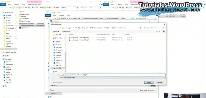 Darle un nombre al vídeo optimizado (diferenciándolo del original).
