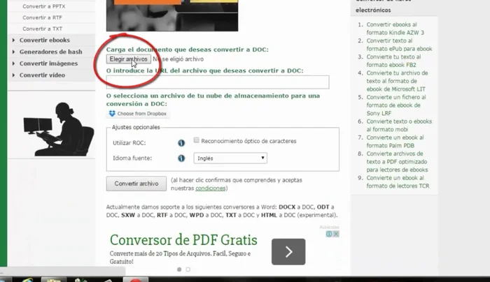 Seleccionar el archivo PDF que se desea convertir.