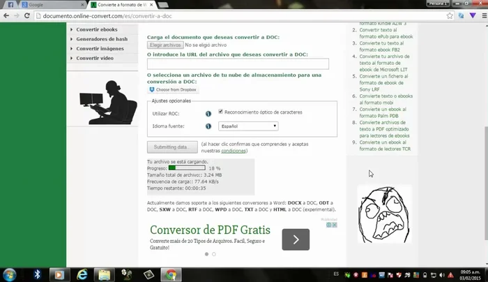 Esperar a que el proceso de conversión se complete (puede tardar unos segundos).