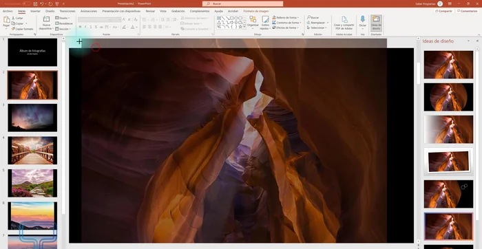 Escalar las imágenes para que ocupen toda la diapositiva.