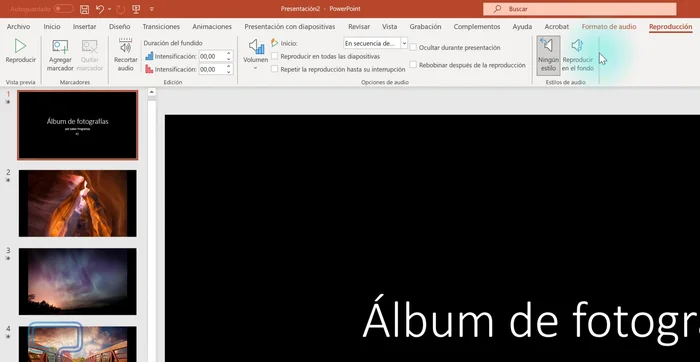 Bajar el volumen si se desea una música de fondo.