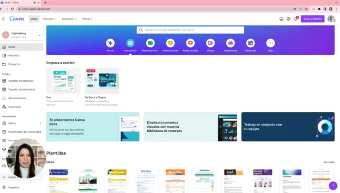 Elegir entre comenzar con un documento en blanco o utilizar una plantilla prediseñada.