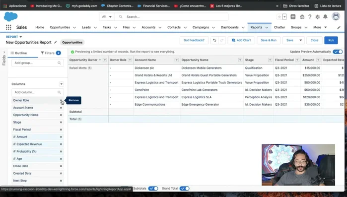 Eliminar los campos innecesarios del esquema (ej: Fiscal Pilot y Credit Dates).