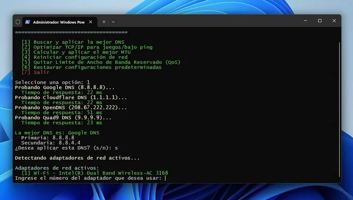 Seleccionar el adaptador de red activo (167.76 segundos)