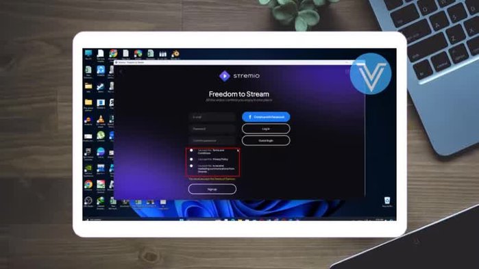 Inicia sesión en tu cuenta de Stremio (o crea una si no la tienes).