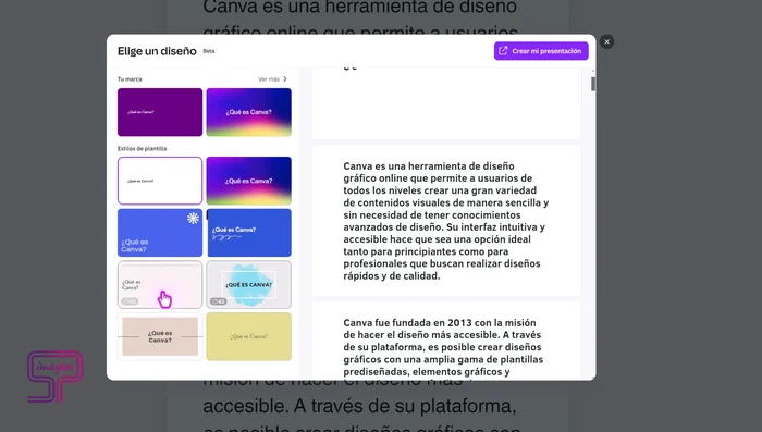 Elige el estilo de presentación que más te guste.