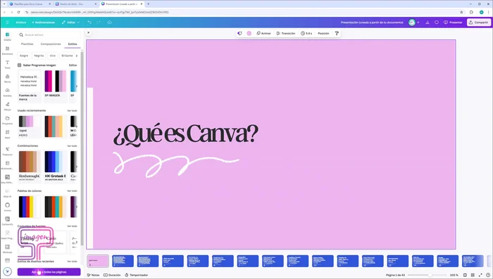 Utiliza la herramienta de "Composiciones" para añadir estilos y marcos a cada diapositiva.