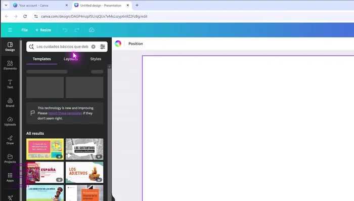 Pulsa Enter y espera a que se generen las opciones de presentación.