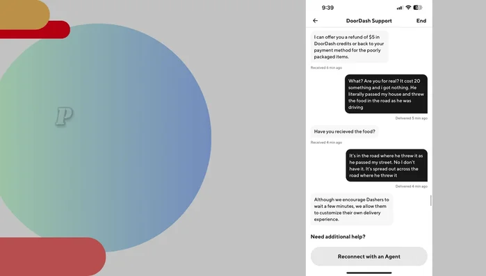 Contacta con el soporte técnico de DoorDash.