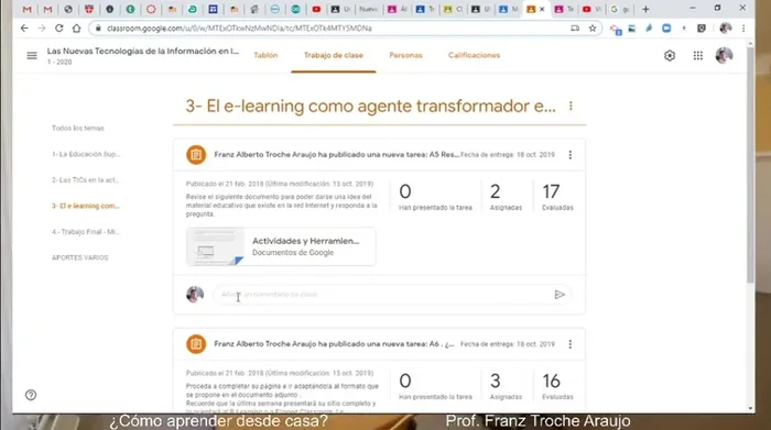 Utiliza comentarios privados para comunicarte directamente con el profesor.