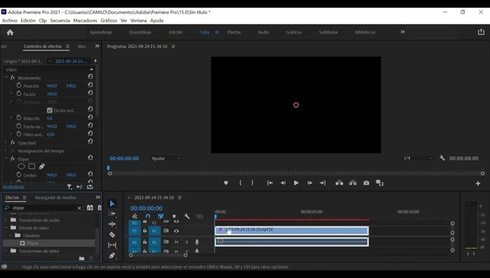 Sobreponer la capa de elipse al vídeo original.