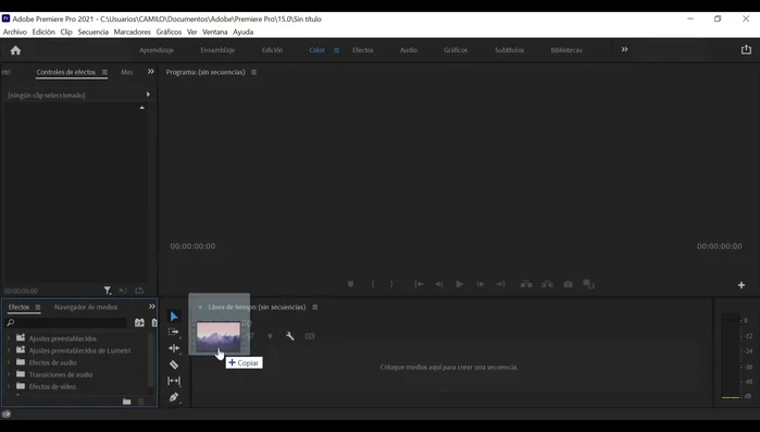 Cargar el fragmento multimedia a editar.