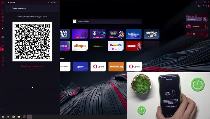 En el teléfono, escanear el código QR que aparece en la PC.
