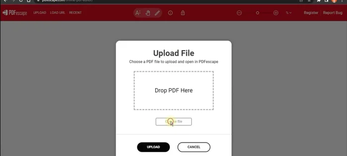 Seleccionar 'Upload PDF' y cargar el archivo PDF.