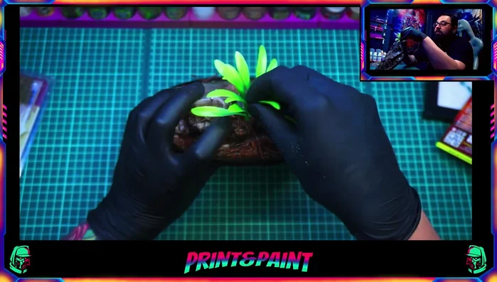 Colocar la vegetación usando materiales de modelismo.