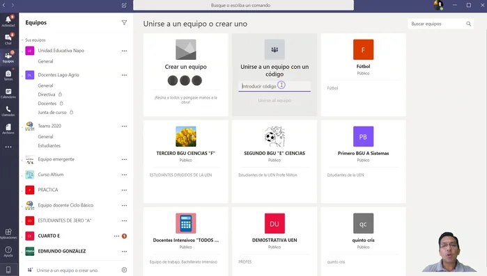 Unirse a un equipo existente: Si tienes un código, introdúcelo para unirte a un equipo ya creado.