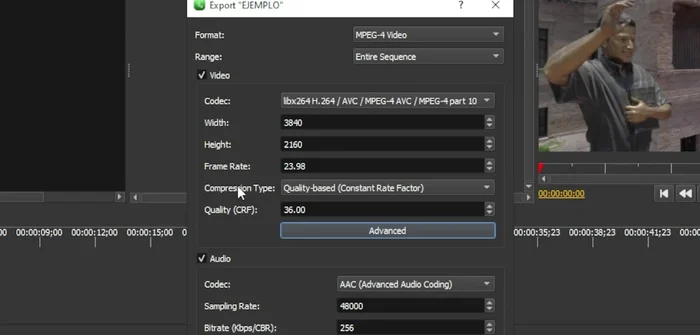Exportar el video con la resolución original, ajustando la calidad (CRF) según sea necesario (283.63).
