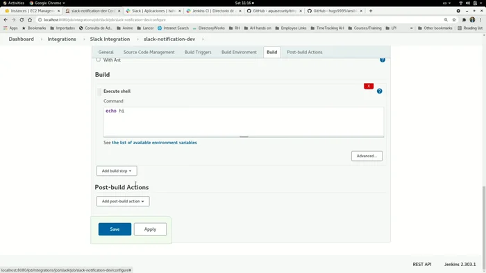 Agregar el token de Slack como credencial en Jenkins (tipo 'Secret text').