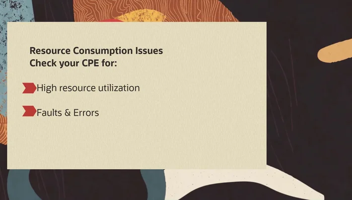 Revise su CPE para detectar alta carga de CPU o utilización de memoria, y otras fallas que podrían afectar la sesión BGP. Rectifique según corresponda.