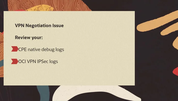 Revise los registros de seguridad de IP nativos y OCI de su CPE si encuentra problemas. Rectifique según corresponda.