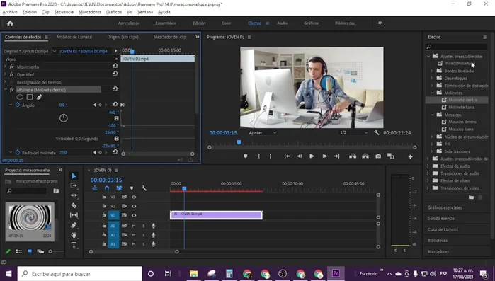 Guarda el ajuste preestablecido. Ahora aparecerá en la sección de 'Ajustes preestablecidos' en el panel de efectos.