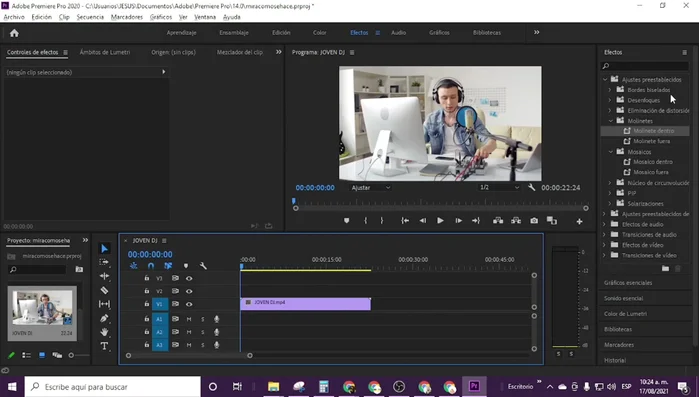 Aplica el efecto al clip. Observa el resultado.