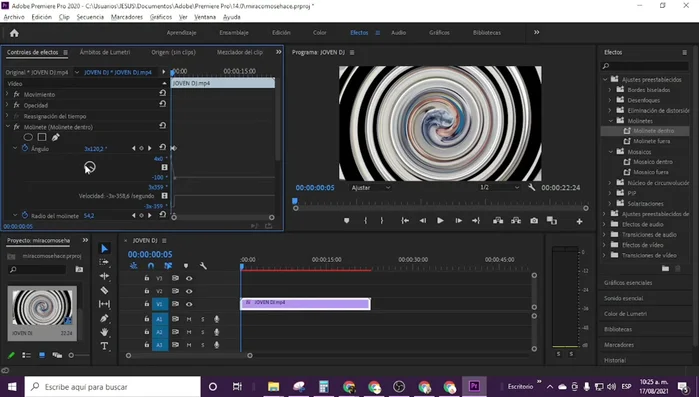 Ajusta los parámetros del efecto en la sección 'Controles de efectos' hasta lograr el resultado deseado.