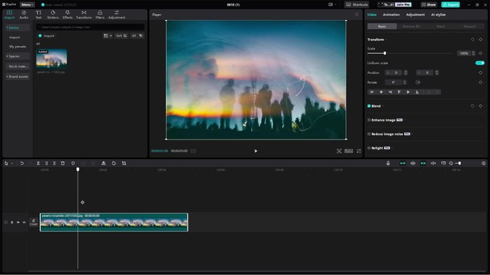 Añade el fotograma clave.