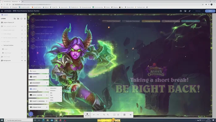 Si necesitas crear una nueva barra de objetivos, agrega una nueva etiqueta (ej: Bits) desde la opción '+' en la interfaz de StreamElements.