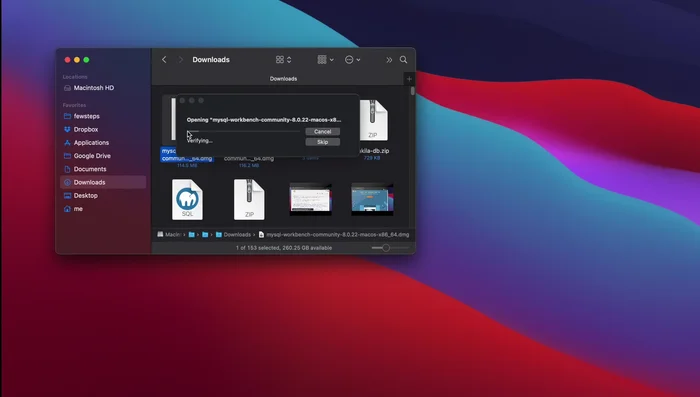 Arrastrar y soltar el icono de MySQL Workbench a la carpeta Aplicaciones.