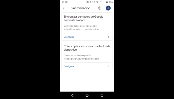 Activar la sincronización automática de contactos de Google.