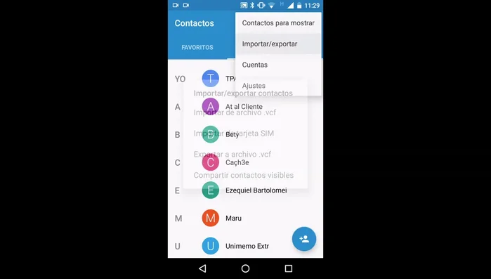 Seleccionar 'Todos los contactos' para importar todos los contactos de la SIM.