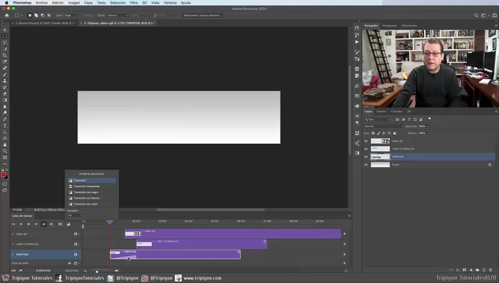 Añadir transiciones a las capas de texto para una aparición gradual (0.5 segundos).