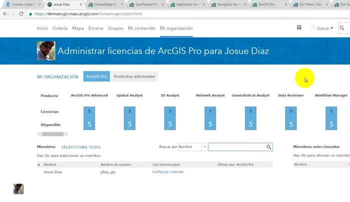 Revisar las licencias adicionales de productos como drones, planificación, estudio, etc.